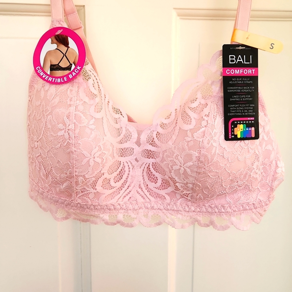 NEW. BALI COMFORT LACE BRA WITH CONVERTIBLE BACK (STRAPS).  SIZE SMALL.